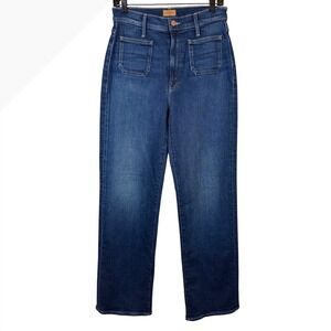NWOT MOTHER Patch Pocket Rambler Zip Sneak Jeans High Rise, Retro Dark Wash, 28